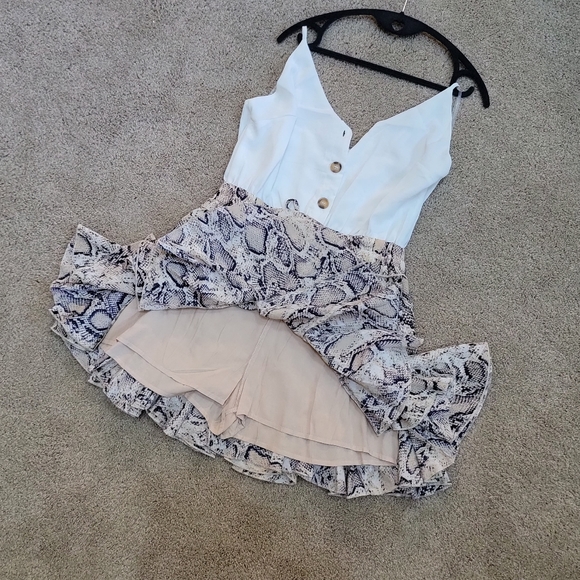 NEW MainStrip ROMPER DRESS * Santura Snake Print Ruffle Large NWT - Picture 15 of 16